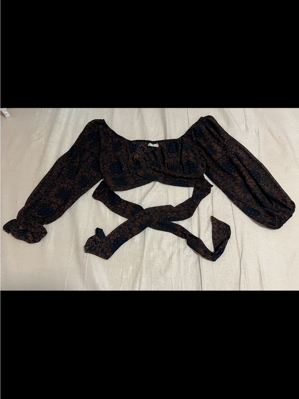 Altar'd State Black and Brown Floral Wrap Crop Top